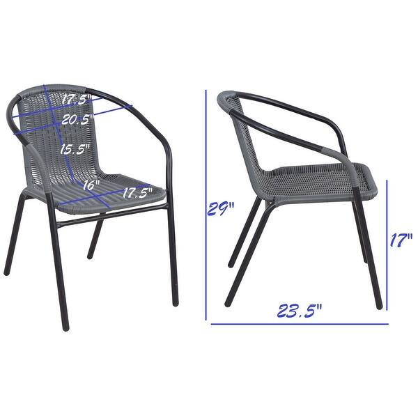 BTEXPERT Indoor Outdoor 23.75" Square Tempered Glass Metal Table + 2